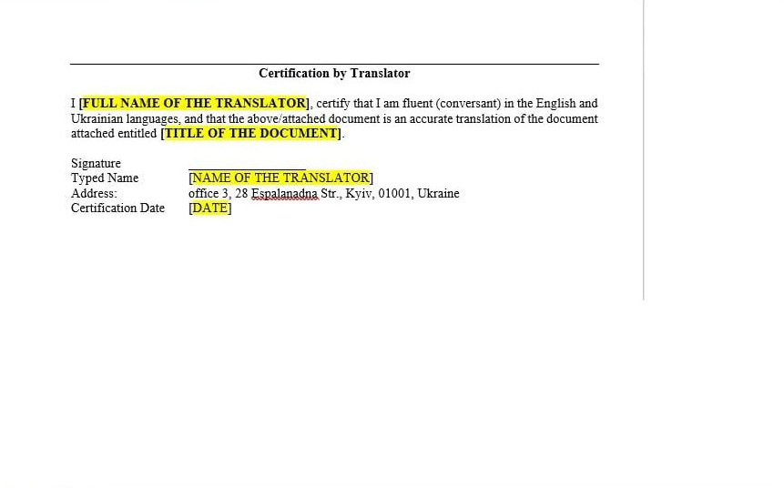 Certification by Translator для USCIS Certified translation для USCIS — Certification by Translator